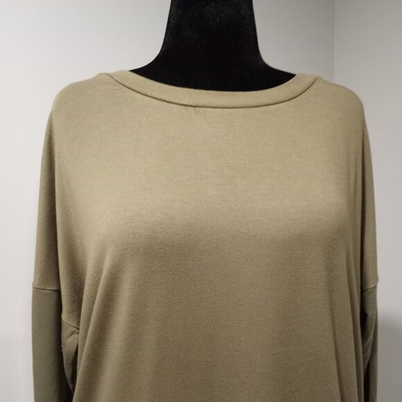 EXPRESS ONE ELEVEN OLIVE GREEN SWEATHSHIRT MINI DRESS WITH TIE FEATURE WOMEN M - Picture 4 of 8